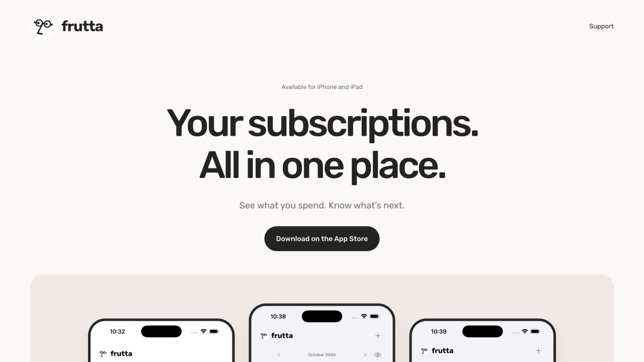 Preview of the Frutta website